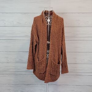 Net. 153 Cardigan Open Front Popcprn Knit  - Rust Brown Womens Size M/L